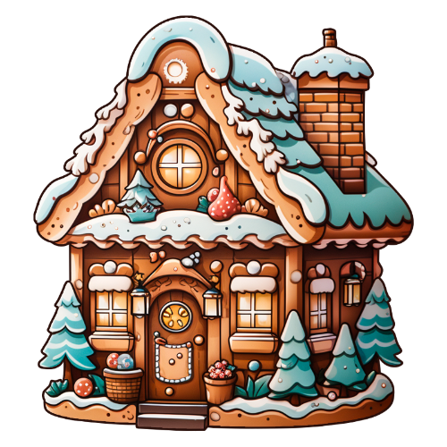 Christmas Gingerbread House with Snow on roof