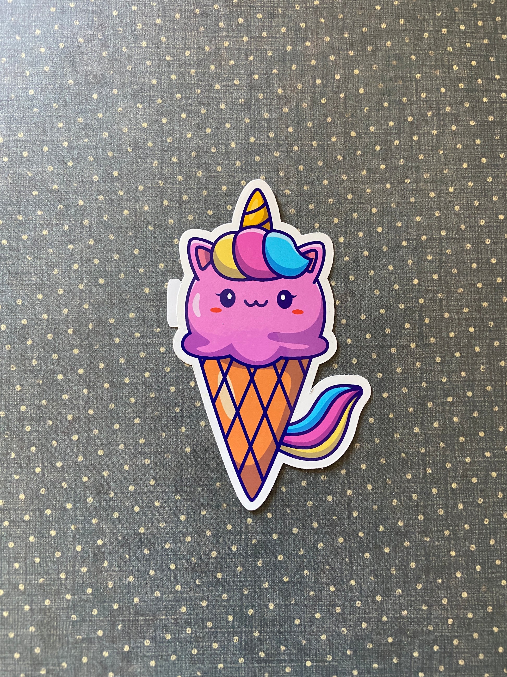 Unicorn Ice Cream Cone Vinyl Sticker