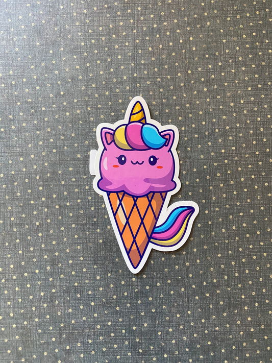 Unicorn Ice Cream Cone Vinyl Sticker