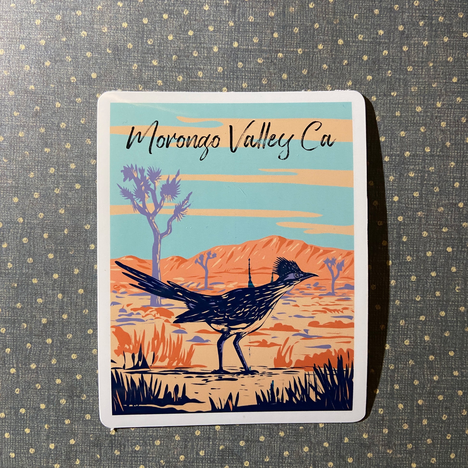 Morongo Valley Landscape with Road Runner Vinyl Sticker