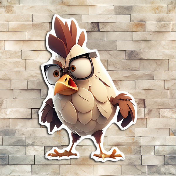 Big Eyed Rooster Vinyl Sticker