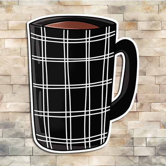 Black and White Striped Coffee Cup