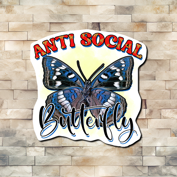 Anti-Social Butterfly Vinyl Sticker 06