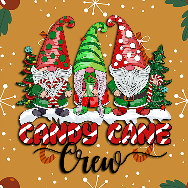 Candy Cane Crew Gnomes Christmas Vinyl Sticker