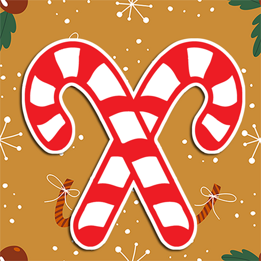 Candy Canes Crossed Christmas Vinyl Sticker