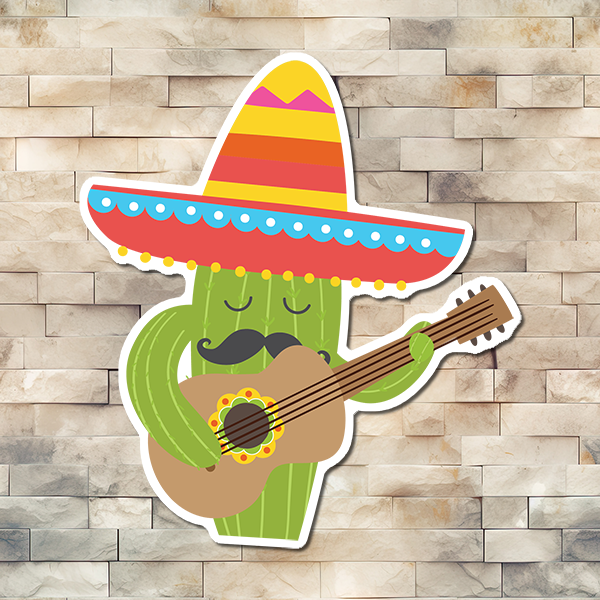 Cactus Playing Guitar Vinyl Sticker