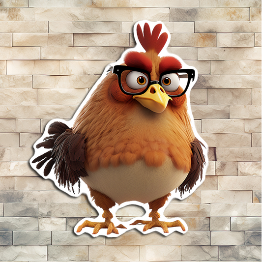 Chicken with Nerd Glasses decorative sticker