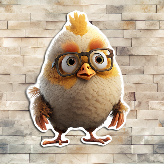 Chick with Glasses Vinyl Sticker