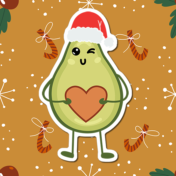 Avocado Santa Christmas Vinyl Sticker