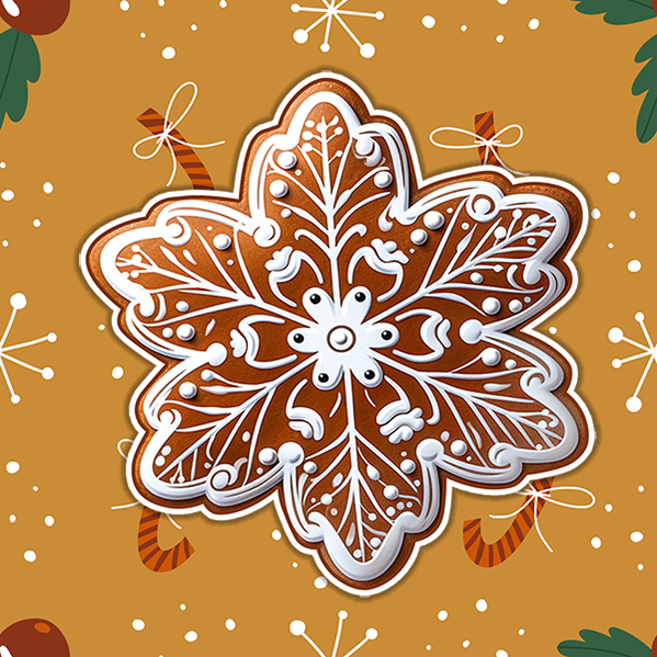 Christmas Snow Flake Ginger Bread Cookie Vinyl Sticker