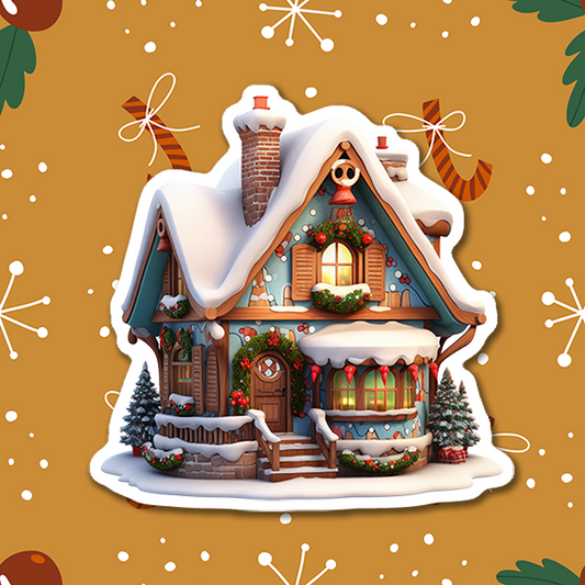 Christmas Gingerbread House Vinyl Sticker 01