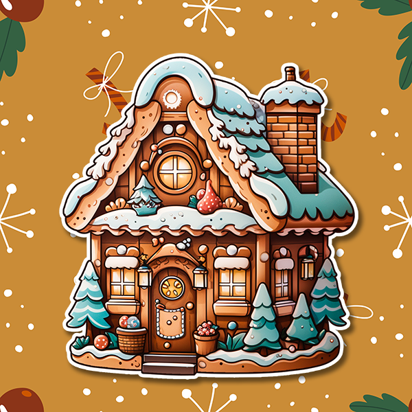 Christmas Gingerbread House Vinyl Sticker 02