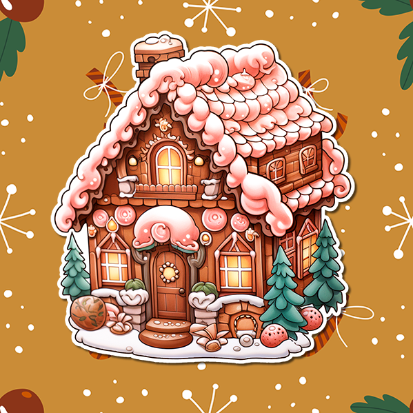 Christmas Gingerbread House 04 Vinyl Sticker