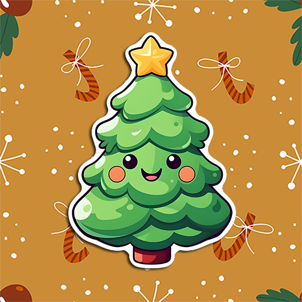 Smiling Christmas Tree with Rosy Cheeks Vinyl Sticker