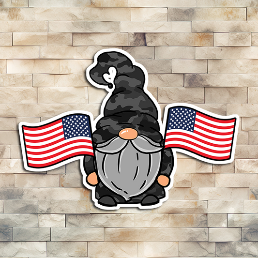 Gnome with Flags Vinyl Sticker