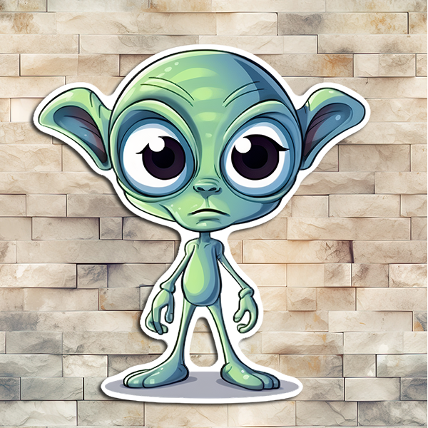 Green Alien  Sticker 03 Decorative Vinyl Sticker