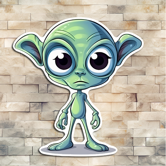 Green Alien  Sticker 03 Decorative Vinyl Sticker