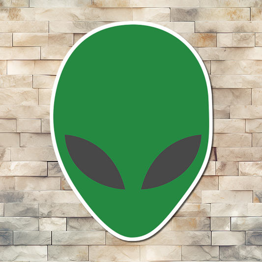 Green Alien Face Vinyl Sticker