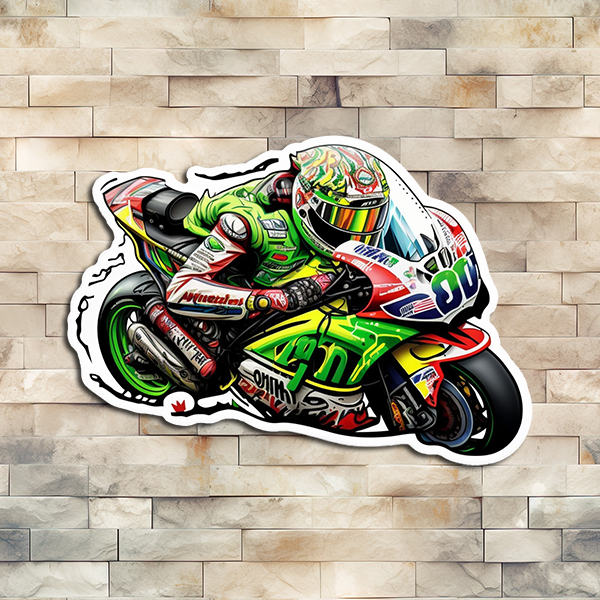 Green and Red Racing Motorcycle Vinyl Decorative Sticker