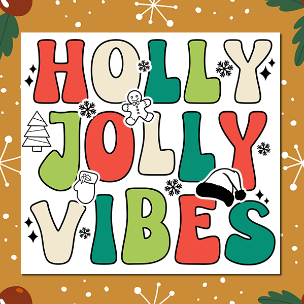 Holly Jolly Vibes Christmas Vinyl Sticker