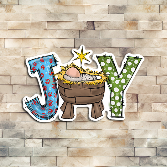 Joy with Baby Jesus Decorative Vinyl Sticker