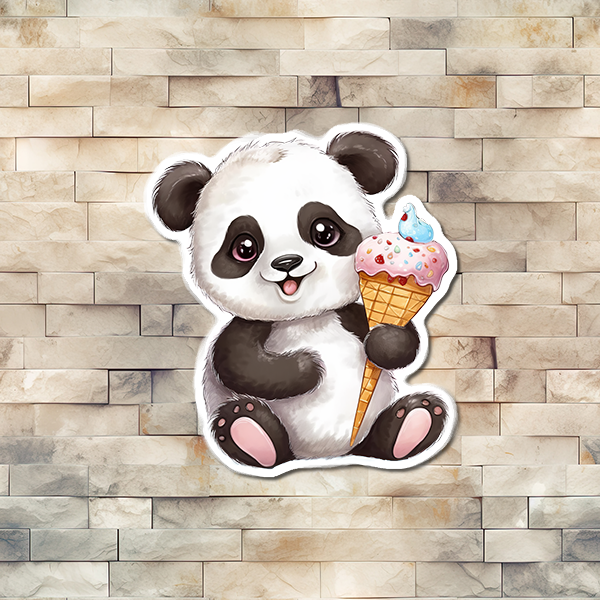 Panda Eating Ice Cream Vinyl Sticker 01