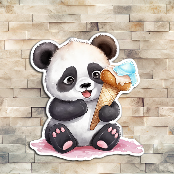 Panda Eating Ice Cream Vinyl Sticker 02