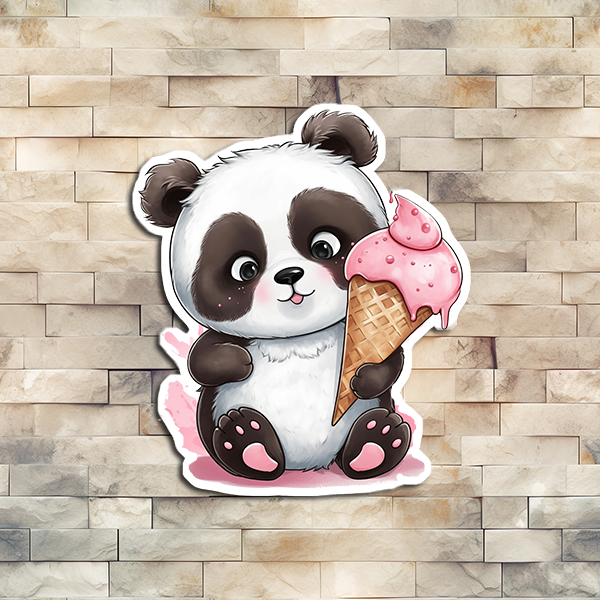 Panda Eating Ice Cream Vinyl Sticker 03