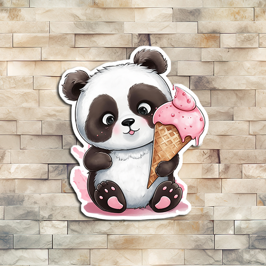 Panda Eating Ice Cream Vinyl Sticker 03