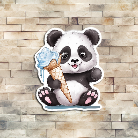 Panda Eating Ice Cream Vinyl Sticker 04