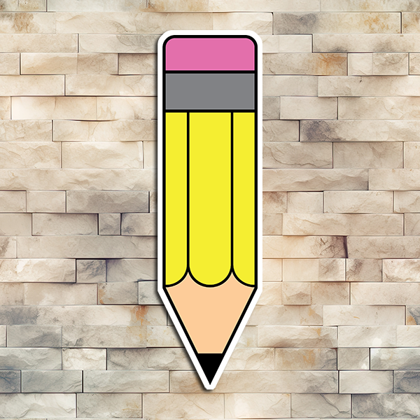 a fat yellow pencil with a pink eraser