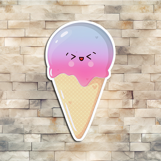 Blue, Pink and Purple Ice Cream Cone Vinyl Sticker