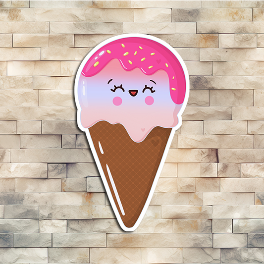 Pink and Purple Ice Cream Cone Vinyl Sticker