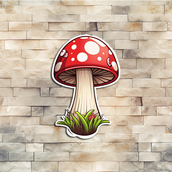 Red and White Polka Dot Mushroom Vinyl Sticker