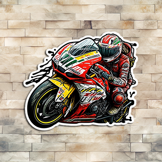 Red Racing Motorcycle Vinyl Decorative Sticker