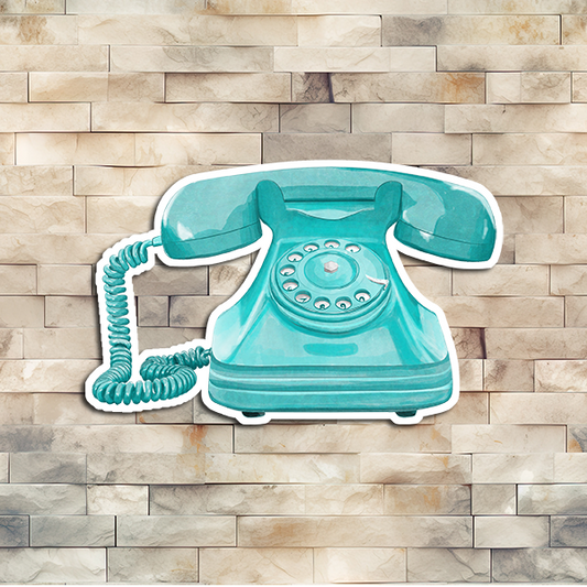 Blue Rotary Telephone Vinyl Sticker