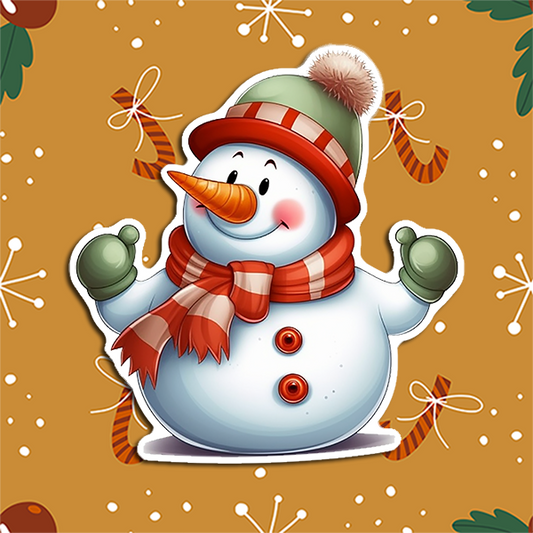 Thumbs Up Snowman with Scarf, Hat and Carrot Nose