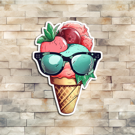 Tropical Ice Cream Cone Vinyl Sticker 02