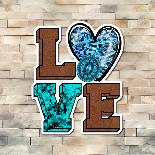 Love Turquoise Vinyl Sticker