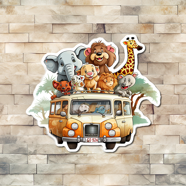 The Wild Animals Wide Bus Vinyl Sticker is here! Stretch your imagination and go wild with a fun design featuring all your favorite animals piled onto one bus! Perfect for decorating your car, laptop, or any type of window, get wild with this wild sticker today!