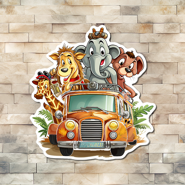 Introducing the perfect accent for your wild side! This fun and whimsical Wild Animals Yellow Truck vinyl sticker is sure to bring a smile to your day. Featuring a pack of wild animals road-tripping in a yellow truck, it's the perfect way to add some hilarity to your walls!